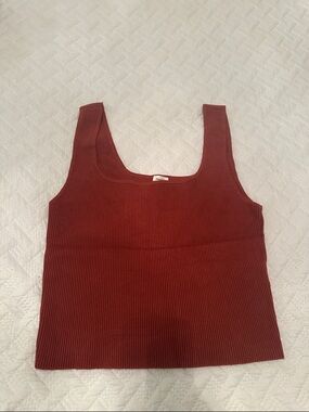 Abercrombie Heavyweight Kit Ribbed Square-Neck Tank Top - Rust